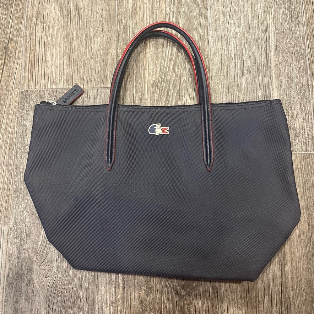 Navy Lacoste zippered Tote Bag